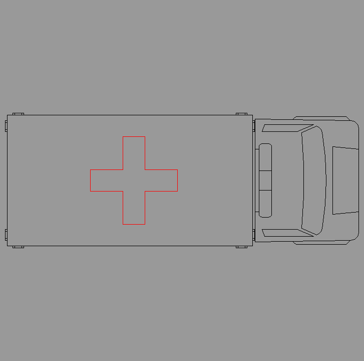 Bloque Autocad Vista de Ambulancia Bibliot. 2D-3D en Planta